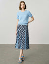 High-Waisted Geometric Print Pleated Midi Skirt