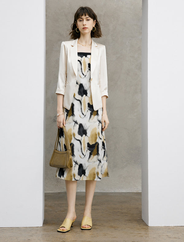 Three Quarter Sleeve Satin Blazer