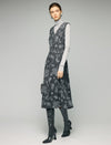 Paisley Print V-Neck Sleeveless Fitted A-Line Midi Dress