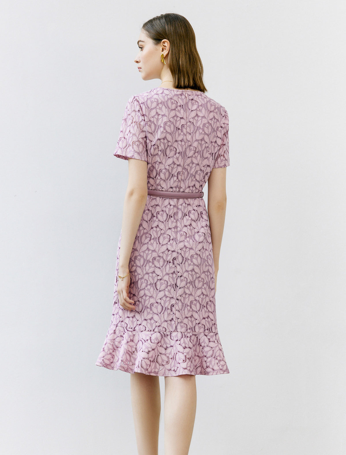 Lilac Lace Mermaid-Hem Dress