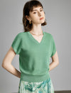 V-Neck Short Sleeve Knit Top
