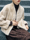 Long-sleeved open-front shearling coat