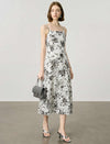 Watercolor Floral Print Slip Midi Dress