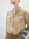Floral Print Ruffle Neck Long Sleeve Blouse