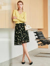 Vintage Chiffon Floral Pleated A-Line Skirt