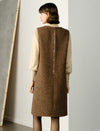 Brown Wool Loose Sleeveless Midi Dress