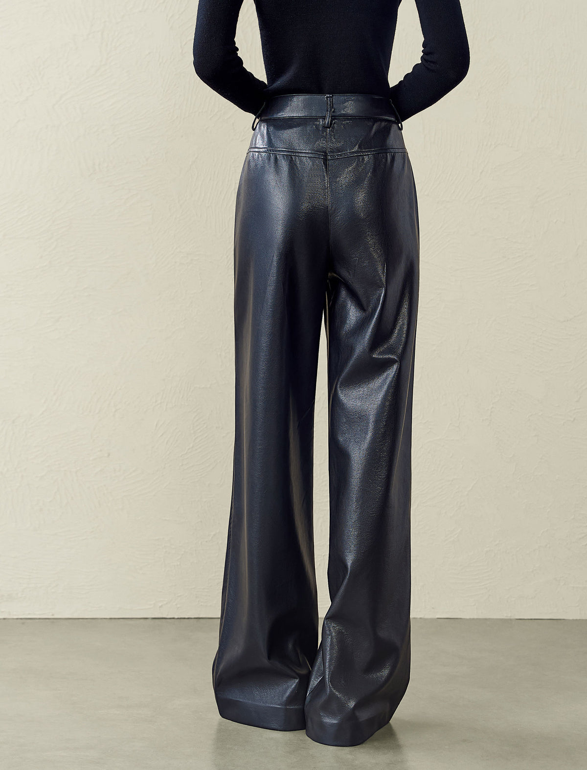 High-Waisted Faux Leather Wide-Leg Pants