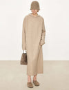 Oversized 100%Wool Hooded Midi Dress