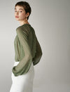 Chiffon Polka Dot Lantern Sleeve Blouse