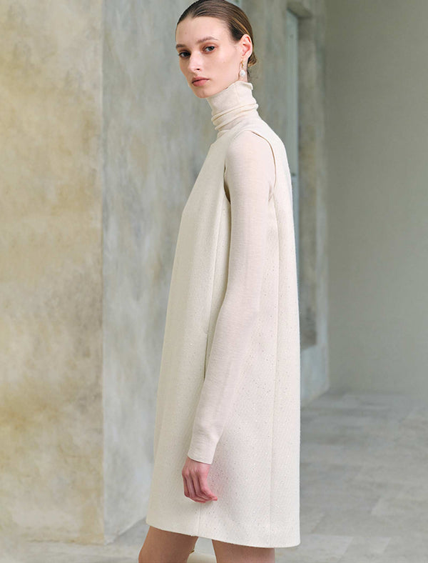 Wool-Blend Sleeveless Shift Dress