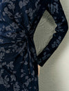 Navy Floral Waist Twist Midi Dress