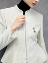 Wool Blend Stand-Collar Zip-Front Peplum Jacket