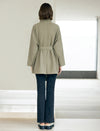 Textured Stand Collar Mid-Length Minimalist Trench Coat