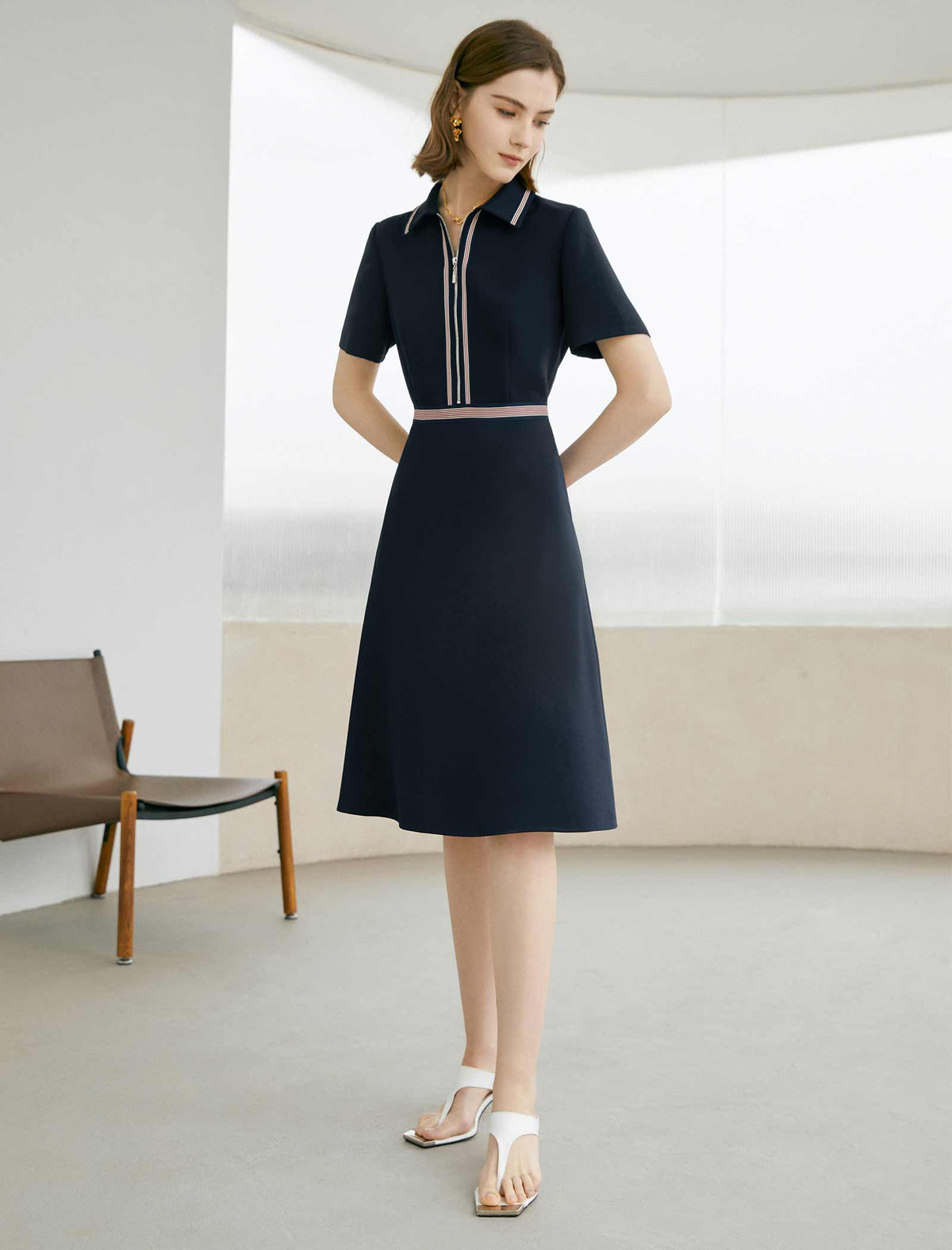 Zip-Up Shirt Dress