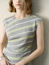 Tencel Linen Stripe Cap Sleeve Midi Dress