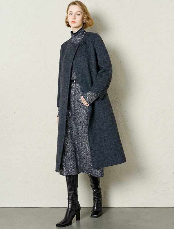 Wool-Suri Alpaca Blend Coat with Scarf