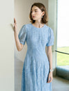 Light Blue Lace A-Line Midi Dress