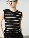 Tencel Linen Blend Striped Knit Tank Top