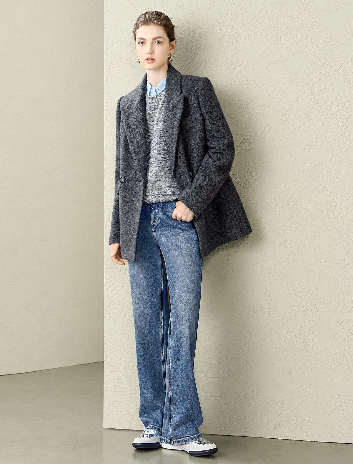 Grey Marled Wool-Blend Sweater Vest