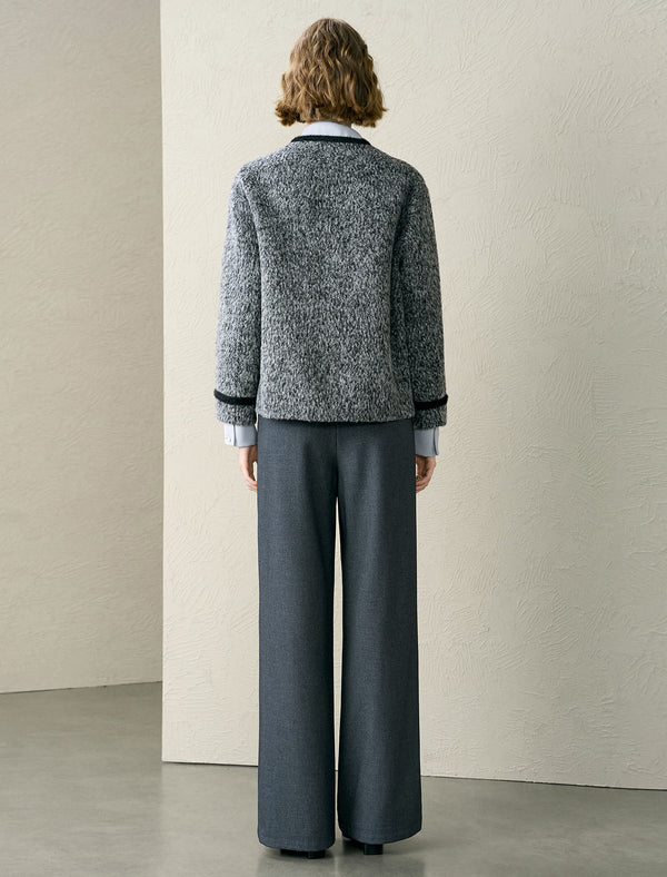 Tweed Wool-Blend Contrast Trim Jacket