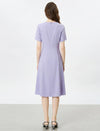 Lavender Seamed Short Sleeve Fit And Flare Midi Dress