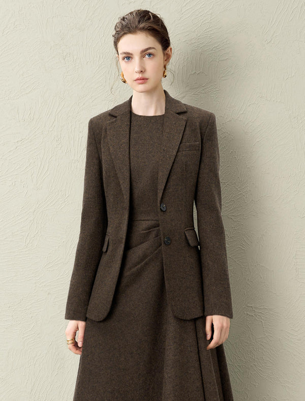 Brown Wool-Blend Blazer