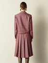 Plaid Jacket and Pleated Skirt Two-Piece Set