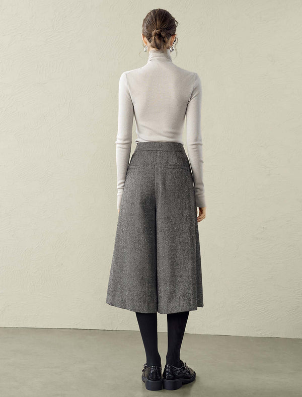 Herringbone Wool-Blend Culottes