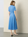 French Lapel Wrap Waist Midi Dress