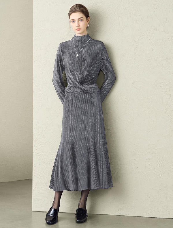 Shimmery Striped Midi Mermaid Skirt