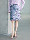High Waist Floral Jacquard A Line Midi Skirt