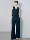 Dark Denim Look Sleeveless Ruffle Hem Vest