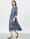 Blue Paisley Tiered Midi Dress