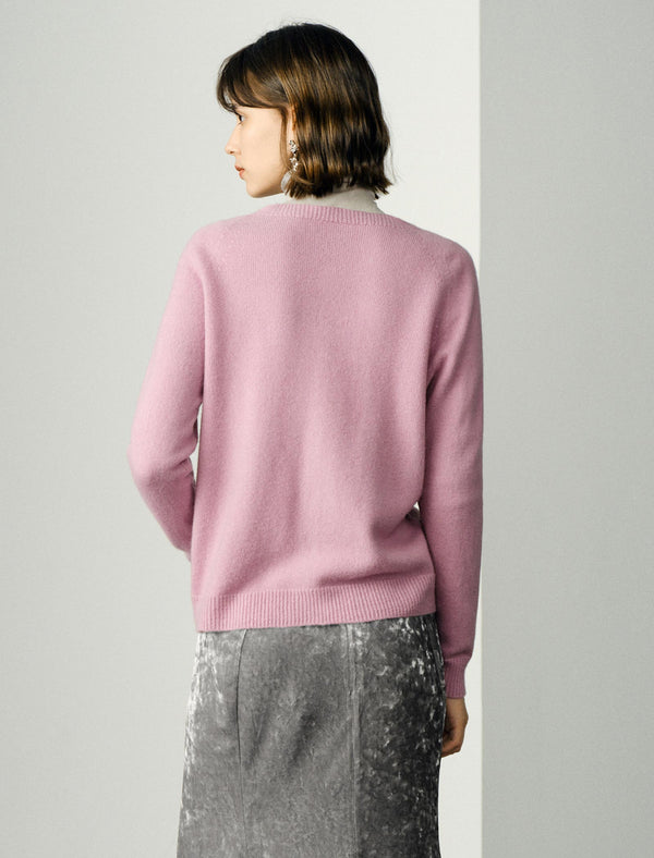 100% Wool Round Neck Long-Sleeve Knit Cardigan