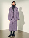 Oversized Lapel Contrast‑Piping Mid‑Length Coat