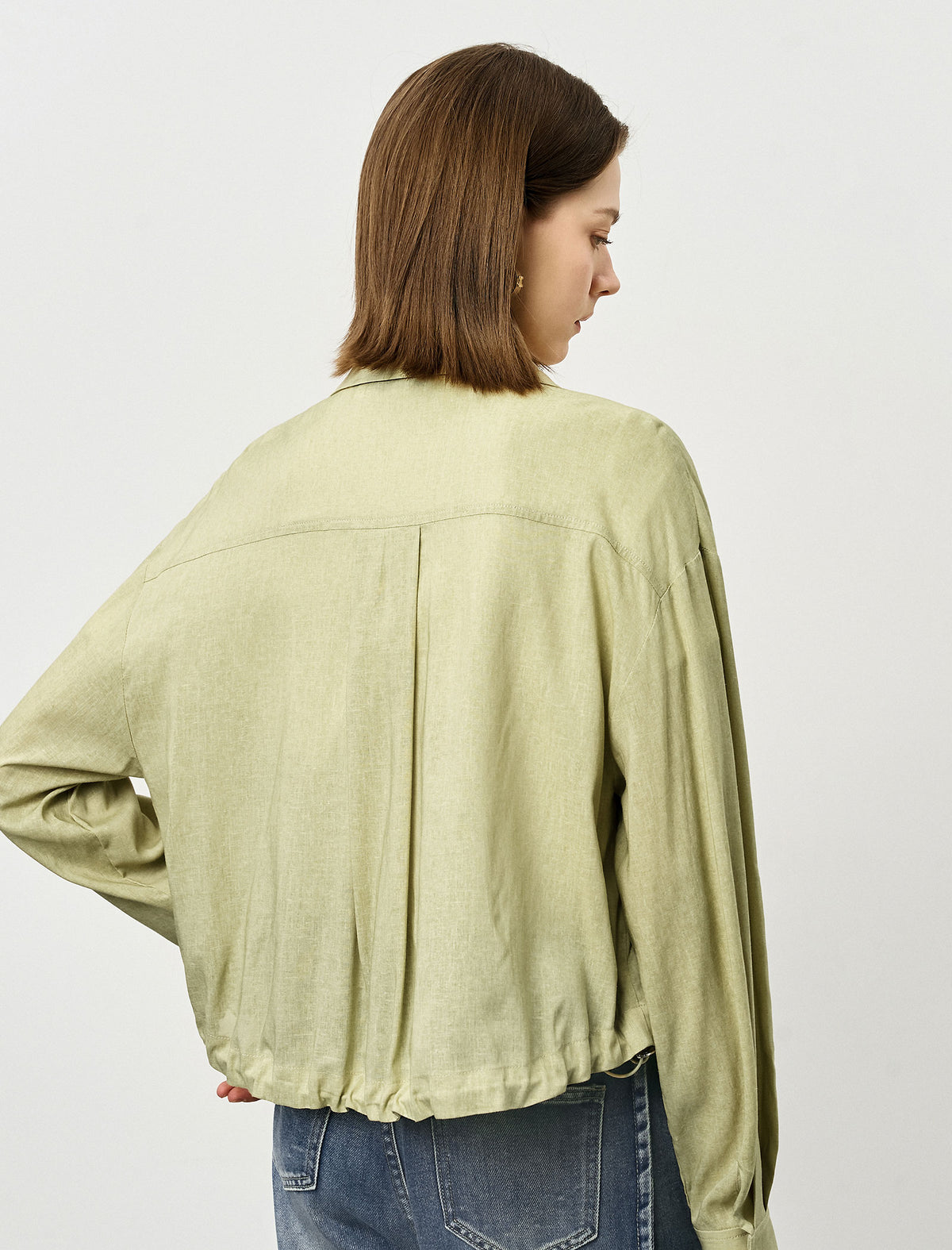Yellow Loose Long-Sleeve Utility Shirt