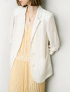 Three-Quarter Sleeve Textured Lapel Blazer