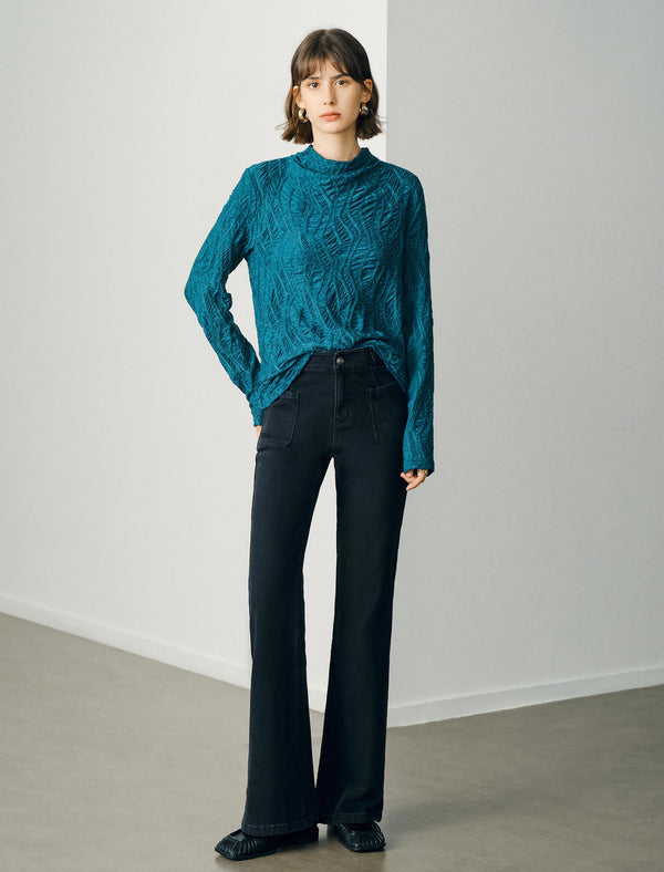 Textured Mock Neck Top