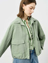 Sage Green Cropped Utility Cargo Jacket