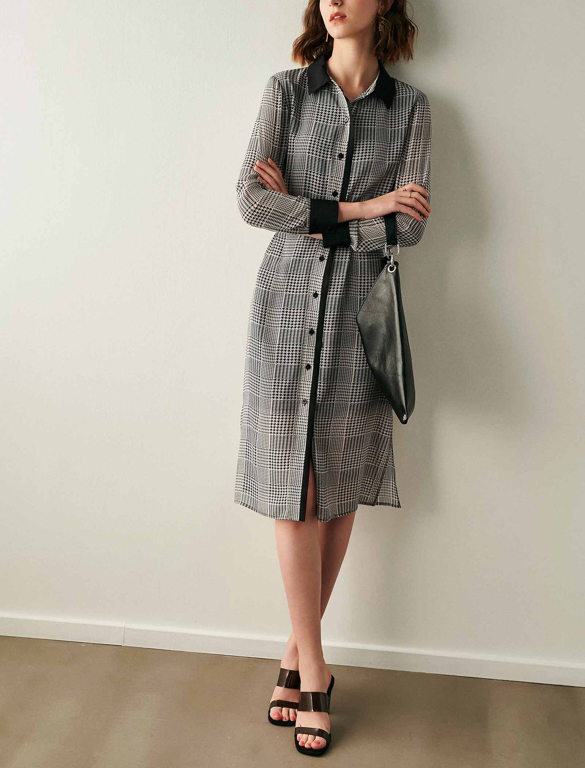 Houndstooth Shirt Dress