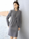 Grey Cropped Collarless Blazer