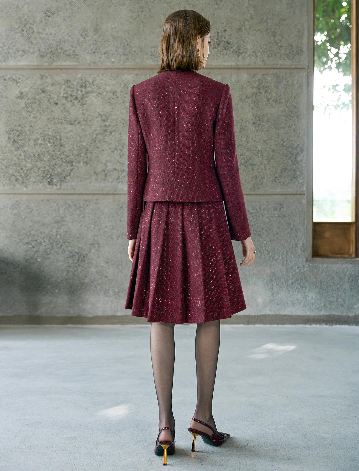 Burgundy Sequin Two‑Piece Set