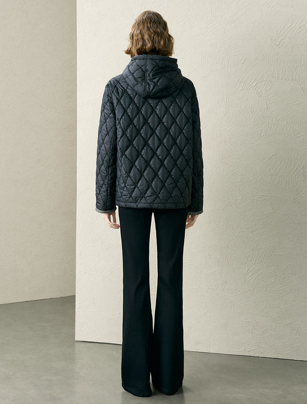 Tweed Accents Quilted Padded Jacket