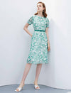 Round Neck Floral Silk Dress