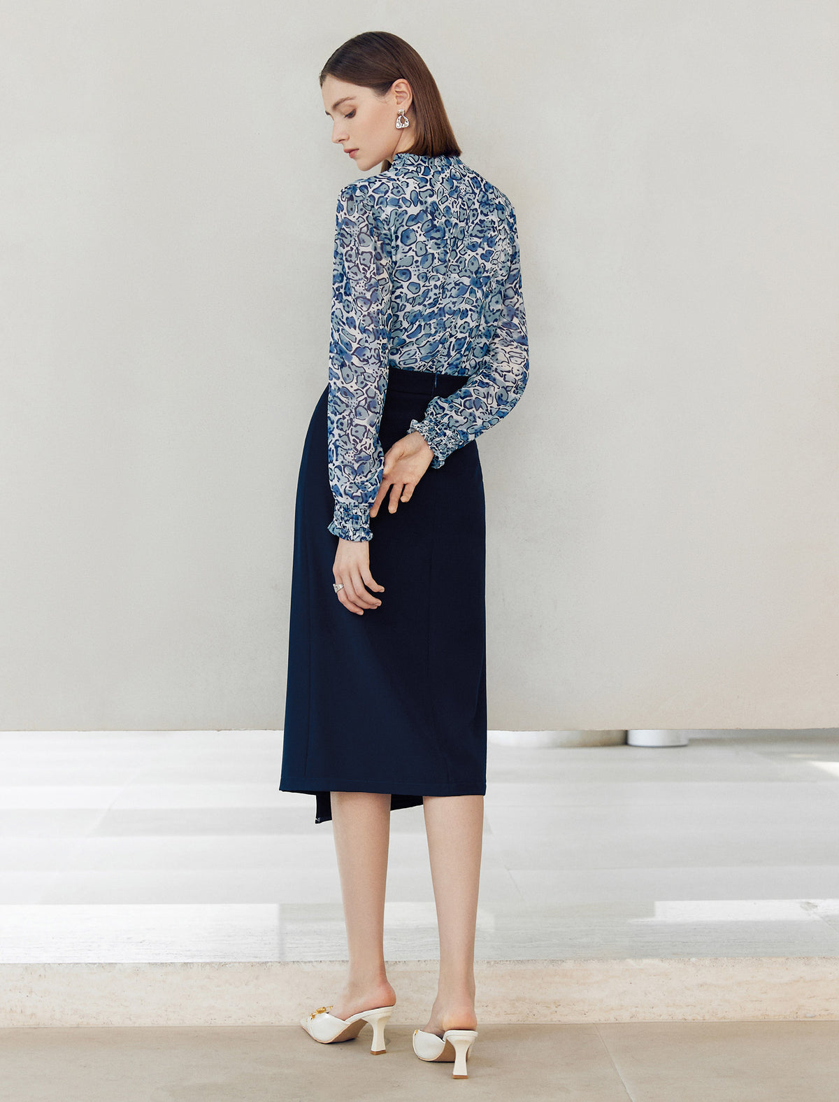 Asymmetrical Professional Midi Pencil Skirt