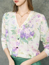 Vintage Floral‑Print V‑Neck Knit Cardigan