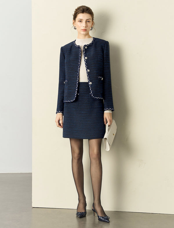 Navy Blue Tweed Jacket