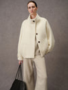 Wool-Cashmere Silk Blend Stand Collar Fuzzy Jacket