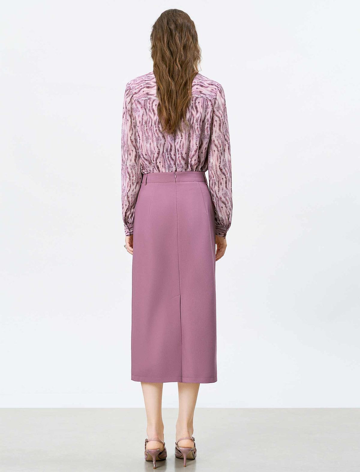Mauve Pink Tailored Pencil Skirt