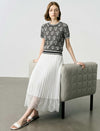 Floral Jacquard Short-Sleeve Knit Top